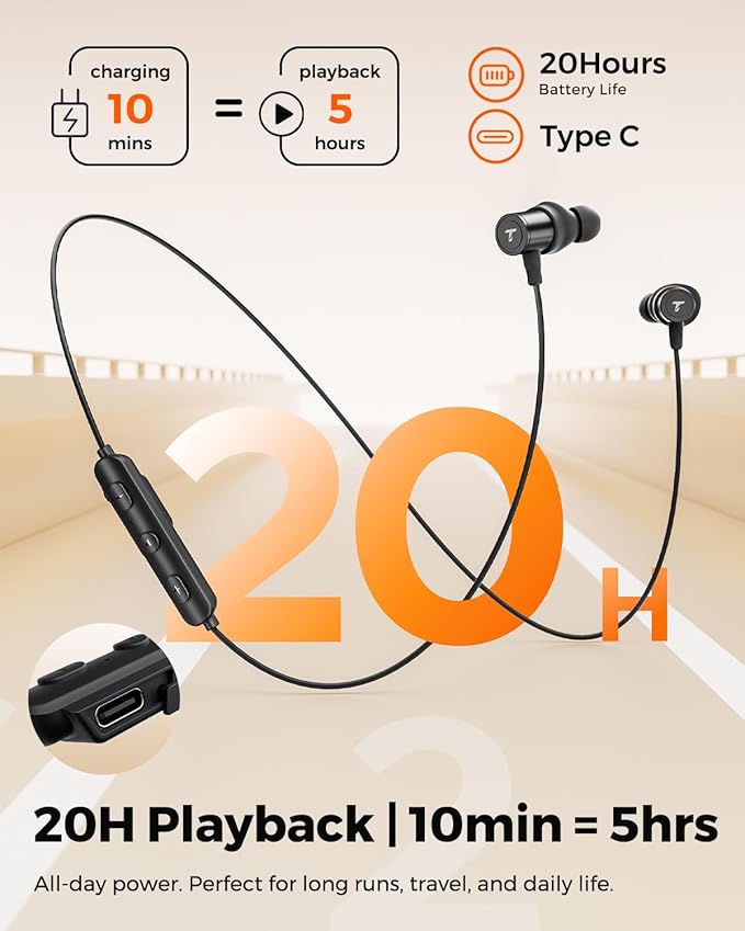 Truefree Wireless Earbuds HD-100 Bluetooth 6.0 Sport Earphones Magnetic Wireless Headphones 11mm Driver Spatial Audio IP67 Waterproof 20H Playtime AI Enhanced Calls App Control Dual Connection
