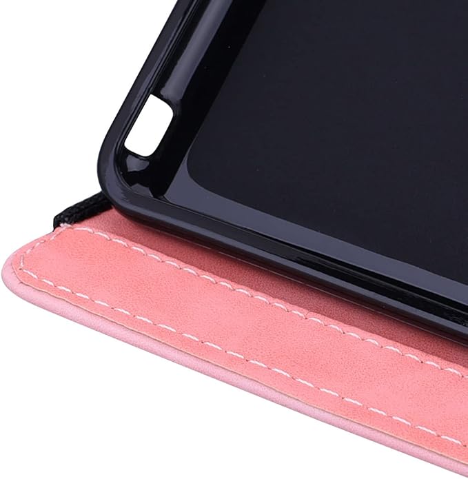 YEMENGHUA Heavy Duty Protection Compatible with Samsung Galaxy Tab A 8.0 T387 SM-T387V T387T T387A Slim Lightweight Embossed PU Leather Flip Holder Tablet PC Case Card Slot Tablet Case(Pink)