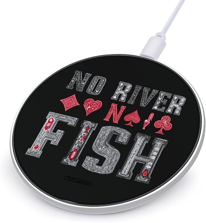 Poker Cards No River No Fish Phone Charger Magnetic Charging Pad Anti-Slip with USB Cable