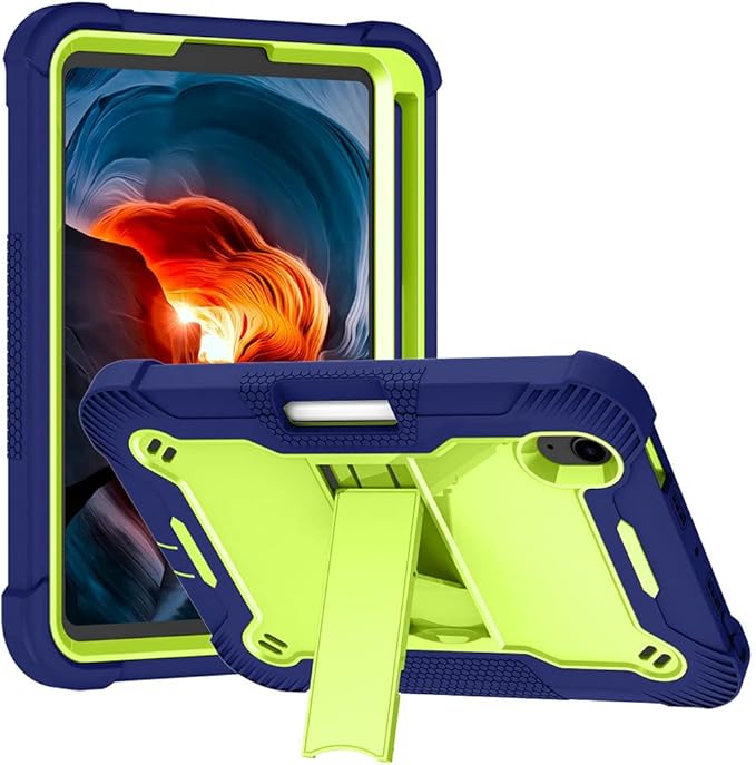 MAKEIT Case for iPad mini 7 (A17 Pro) 2024 iPad mini 6 Case (8.3-Inch2021 Model) with Pencil Holder Heavy Duty Shockproof Full Body Protective Case with Stand for iPad mini 6th/7th Generation Case