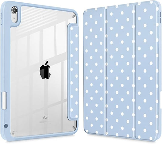 Tuiklol Case for iPad 11 inch (A16 Chip) 2025 Gen 11th / iPad 10.9 inch 2022 10th Gen Buit in Pencil Holder with Shockproof Cover Clear Transparent Back Shell Auto Wake/SleepSpot-Blue