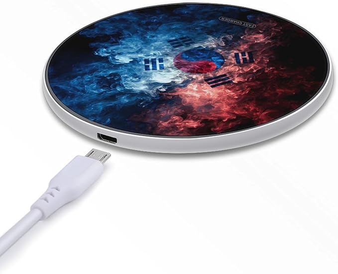 South Korean Flag Fast Portable Charger 10W Funny Graphic Phone Charging Pad with USB Cable
