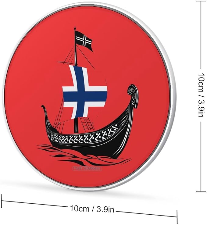 Boat Norwegian Flag Vikingship Wireless Charger Anti-Slip Wireless Charging Pad Slim Charger Mat for Men Women