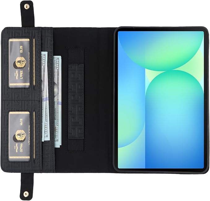Handbag Case for Samsung Galaxy Tab S10 FE+/Plus 13.1-inch Techcircle Elegant Crossbody Folio Stand Wallet Case with Pencil Holder Card Slots Hand Strap Shoulder Strap Black