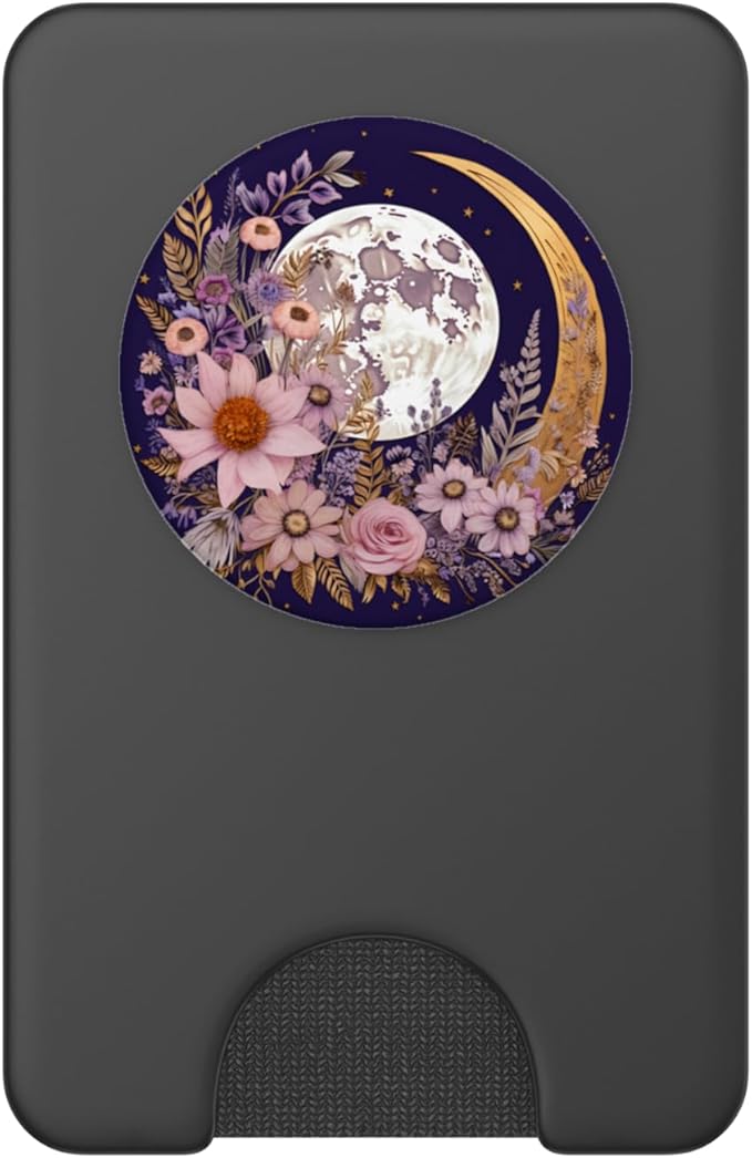 Boho Moon and Wildflowers PopSockets PopWallet for MagSafe