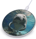 Cute Sea Animal Manatee Wireless Charger Fast Wireless Charging Pad with USB Cable 10W Anti-Slip Magnetic Wireless Charger Portable Slim Charger Puck Travel Charging Station