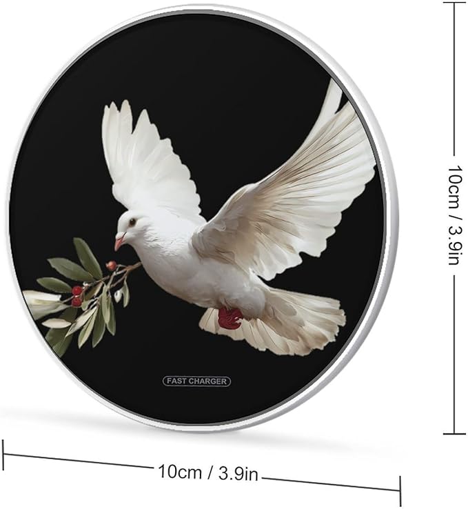 White Doves with Olives Branch Phone Charger Magnetic Charging Pad Anti-Slip with USB Cable