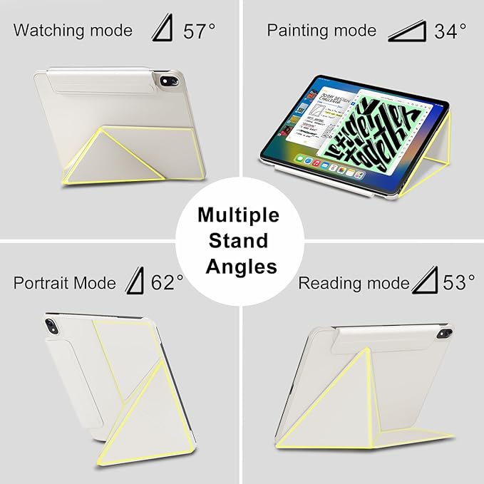 for iPad mini 7 A17 Pro Case(2024)iPad mini 7th/6th Slim Powerful Magnetic Case4 Standibg AnglesVertical Stand Coverwith Auto Wake/Sleep and with Pencil Holder - Cream White