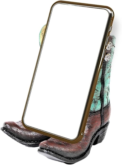 Cell Phone Stand in rustic western style cowboy boots design - phone or other electronic device holder dock stand (Great stocking stuffer Idea)