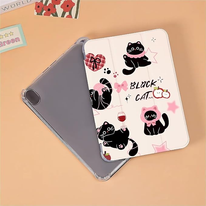 Cute black cats pink plaid bows