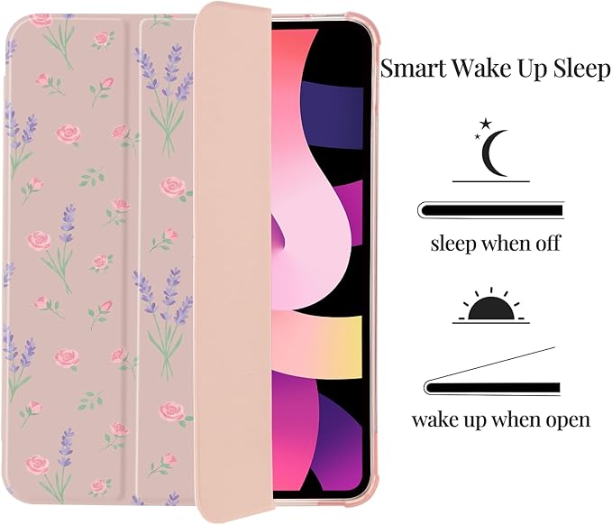 Cute Lavender Pink Rose for iPad Pro Case 13 Inch (M5 2025/ M4 20248th/7th Gen)[Pencil Holder+Auto Sleep/Wake]Slim Stand Soft Leather TPU Back Smart CoverPink
