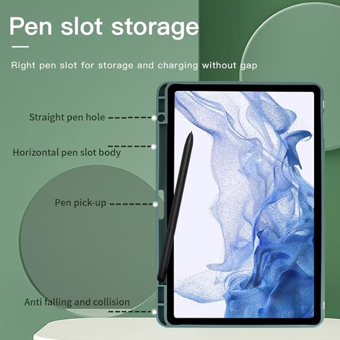 Rotating Case for Samsung Galaxy Tab S8 Plus 2022 / S7 FE 2021 / S7 Plus (SM-T970 T975 T976) 2020 12.4-Inch with Pencil Holder 360 Degree Rotation Clear Back Cover Auto Wake/Sleep (Grey)