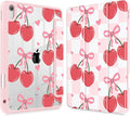 Mektron Case for 2026 iPad Air 13 inch M4 Cover Compatible 2025 iPad Air 13 inch M3 2024 iPad Air 13 inch M2 with Pencil Holder Shockproof Clear Shell Cherries Bows C353