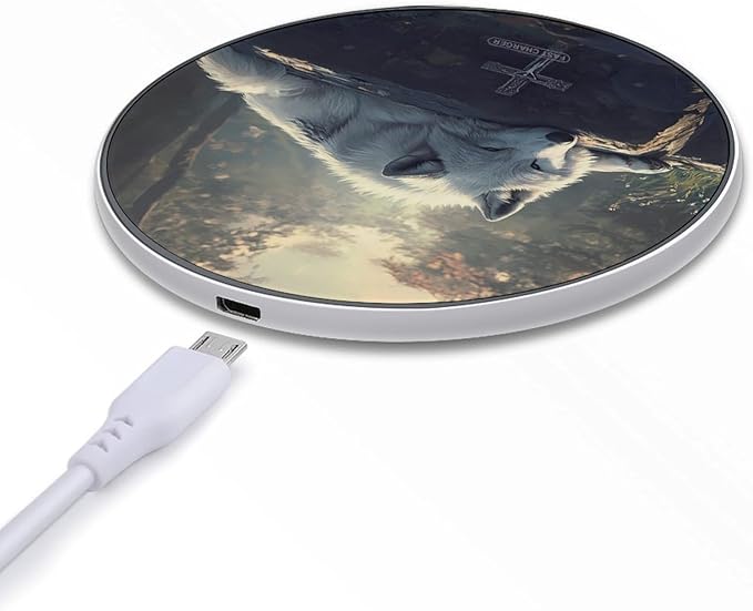 Christian Wolf Crosss Wireless Charger Anti-Slip Wireless Charging Pad Slim Charger Mat for Men Women