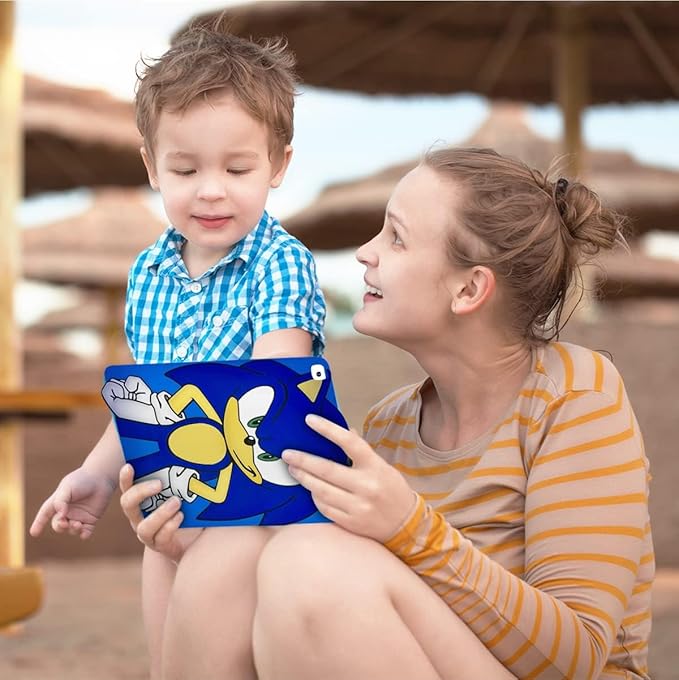 Sonic The Hedgehog Silicone Back Case Compatible with iPad 9th/8th/7th Gen (2021/2020/2019) Anti-Slip Soft Rubber Protective Cover (Sonic Design)
