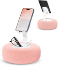 Phone Stand with Pillow Adjustable iPhone Stand with Anti-Slip Strips Fuzzy Tablet Holder– Compatible with 4-7 Devices Including iPhone iPad Kindle and Android (Pink)