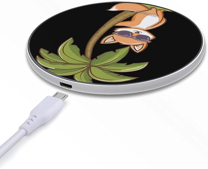 Kawaii Fox Palms Trees Phone Charger Magnetic Charging Pad Anti-Slip with USB Cable