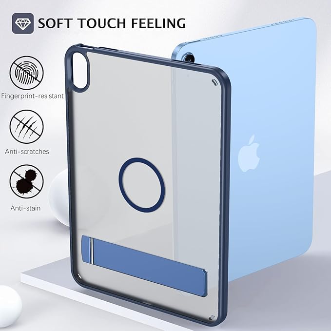 Telaso Magnetic Case for iPad (A16) 11th Generation 11 Inch 2025/ iPad 10th Generation 10.9 Inch 2022 with Invisible Portrait/Landscape Stand Hard Translucent Matte Back Protective Cover Blue