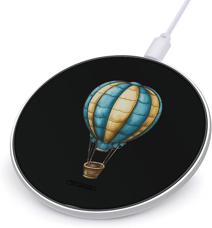 Hand Drawn Hot Air Balloon Wireless Charger Anti-Slip Wireless Charging Pad Slim Charger Mat for Men Women