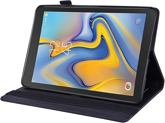 YEMENGHUA Heavy Duty Protection Compatible with Samsung Galaxy Tab A 8.0 T387 SM-T387V T387T T387A Slim Lightweight Embossed PU Leather Flip Holder Tablet PC Case Card Slot Tablet Case(Black)