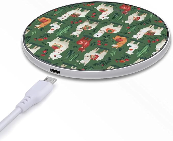 Llama Alpaca and Cactus Wireless Charger Anti-Slip Wireless Charging Pad Slim Charger Mat for Men Women
