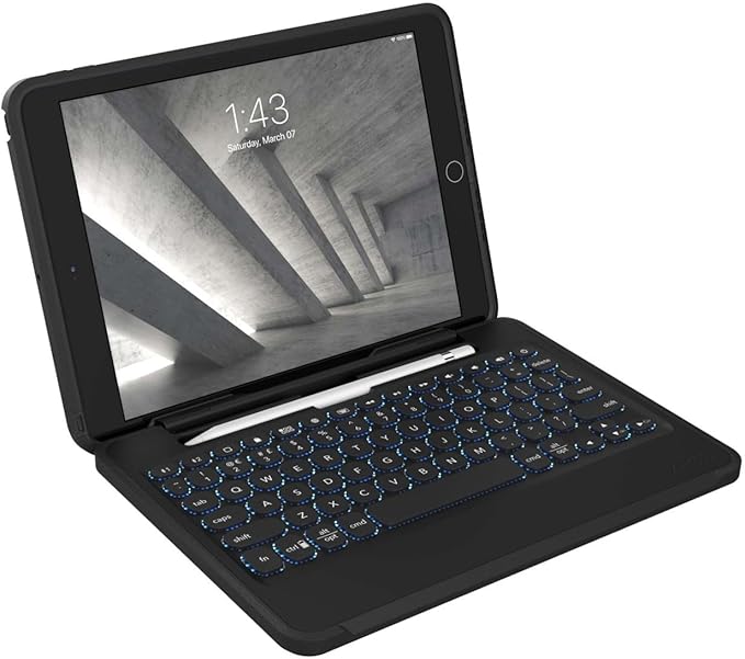 ZAGG Rugged Book iPad Case with Detachable Magnetic-Hinged Keyboard for iPad Air 3 iPad Pro 10.5 &amp 10.2 (9th Gen) Multi-Device Bluetooth Apple Pencil Holder Long-Lasting Battery Wireless B