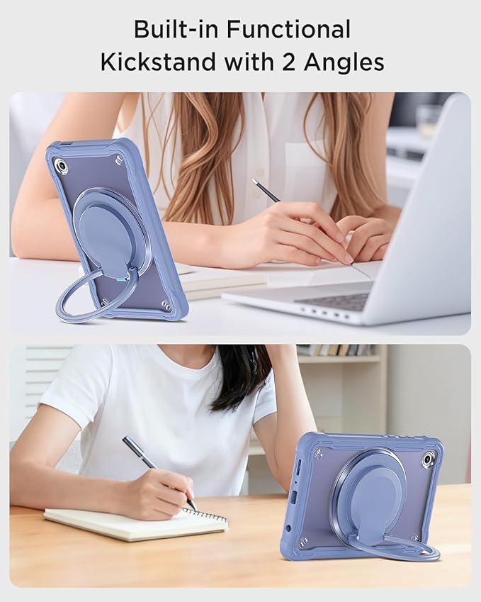 Miimall Case for Galaxy Tab A11 8.7 Inch 2025 Shockproof Rugged Kids Friendly Bulit-in 360 Rotating Stand &amp Shoulder Strap Heavy Duty Kickstand Full Body Shell for Samsung Galaxy A11 Tablet Pur