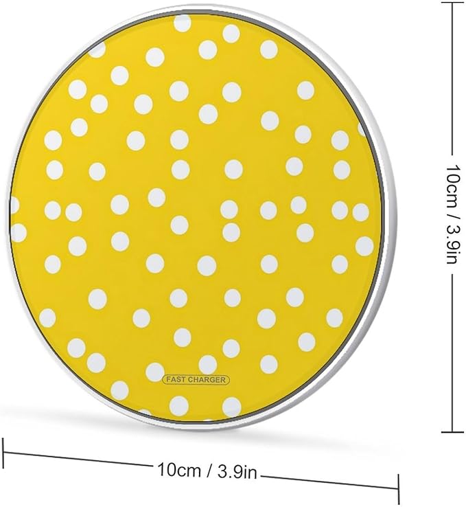 Yellow Polka-Dots Wireless Charger Anti-Slip Wireless Charging Pad Slim Charger Mat for Men Women