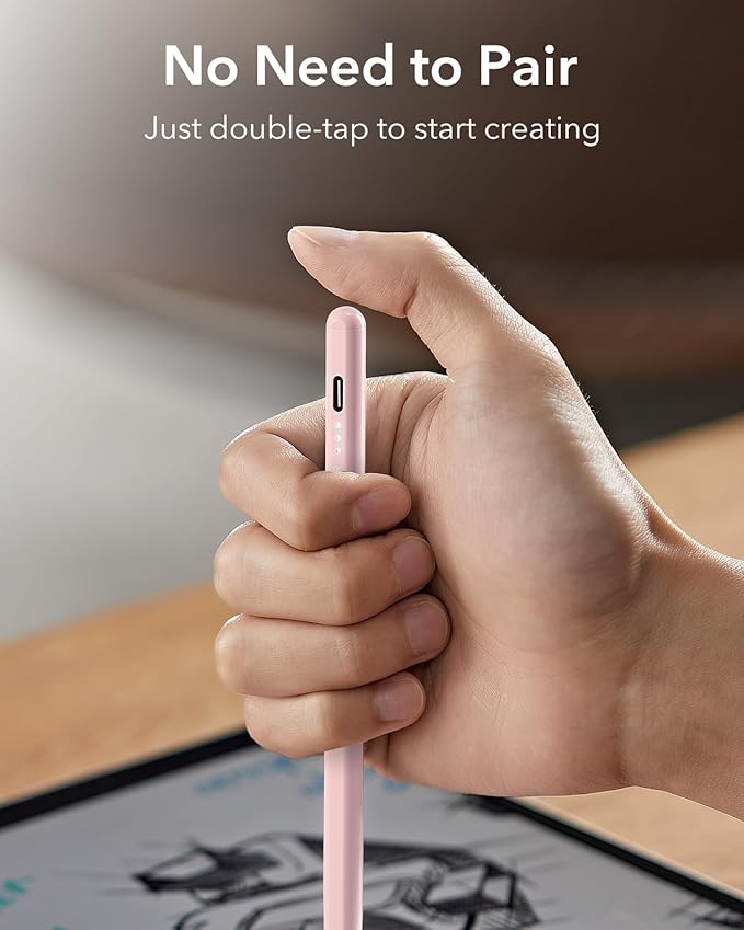 ESR Stylus Pencil for iPad 9th/10th Generation iPad Pencil with Tilt Sensitivity Palm Rejection Stylus Pen Compatible with 2018-2022 Pro 12.9/11 Inch Air 5th/4th mini 6/5 Pink