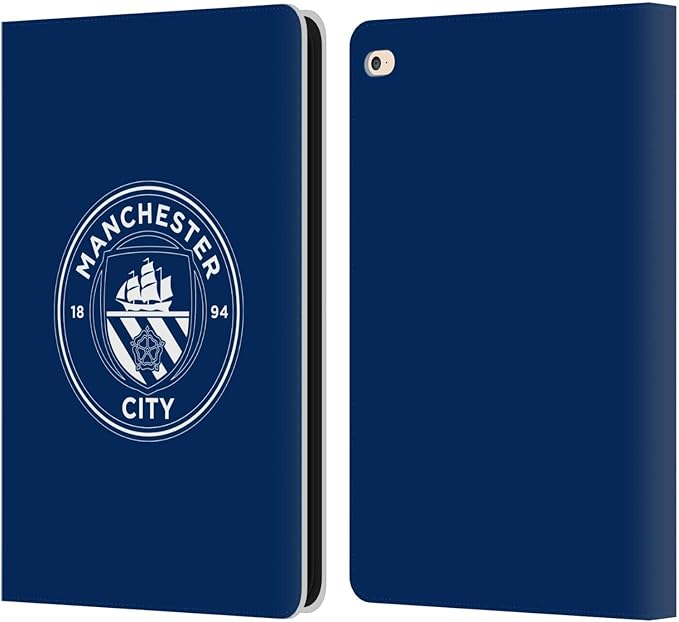 Head Case Designs Officially Licensed Manchester City Man City FC Obsidian White Outline Badge Leather Wallet Case Compatible with Apple iPad Air 2 (2014)