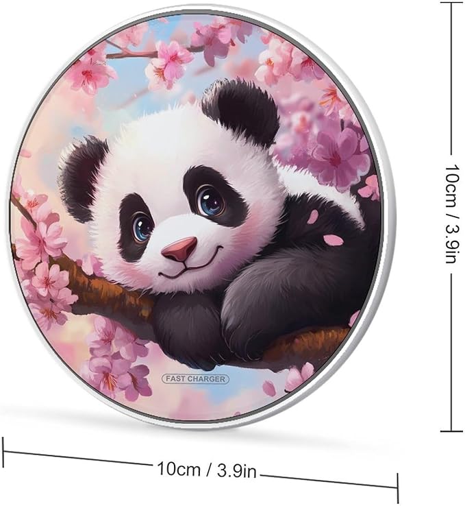 Panda Cherryflowers Wireless Charger Anti-Slip Wireless Charging Pad Slim Charger Mat for Men Women