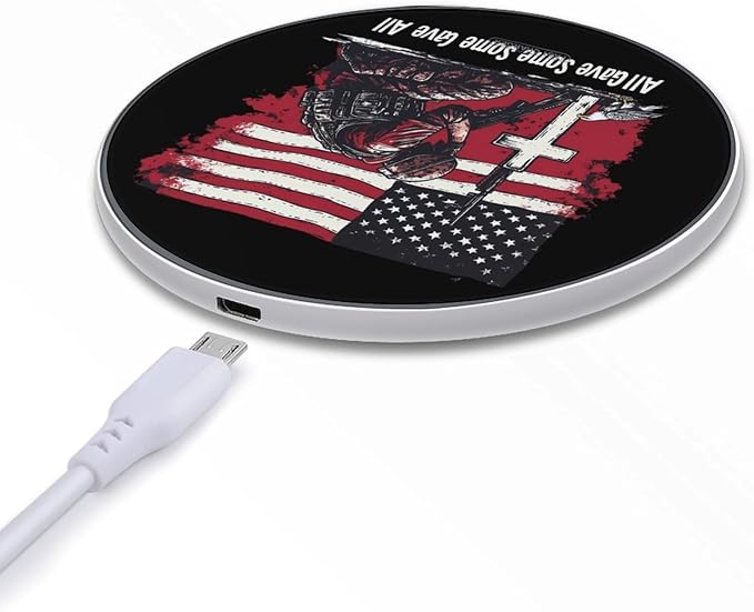 U.S. Flag Soldier Memorial Day Fast Portable Charger 10W Funny Graphic Phone Charging Pad with USB Cable
