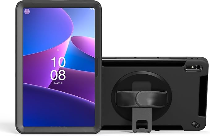 Hard Case for Lenovo P11 Gen 2 - CTA Protective Case with Built-in 360 Degree Rotatable Grip Kickstand &amp Carry On Strap for Lenovo P11 Gen 2 Tablet (PAD-PCGK2P11) Black