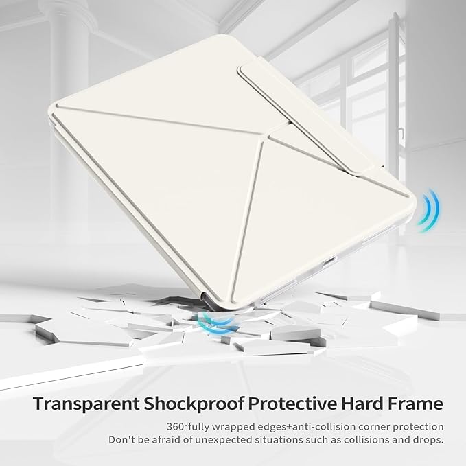 kenke Case for iPad Air 11 Inch M4/M3/M2 (2026/2025/2024) iPad Air 5th/4th Generation 10.9 Inch (2022/2020) with Clasp Slim Multi Angle Stand Cover with Pencil Holder Magnetic Back Cream White