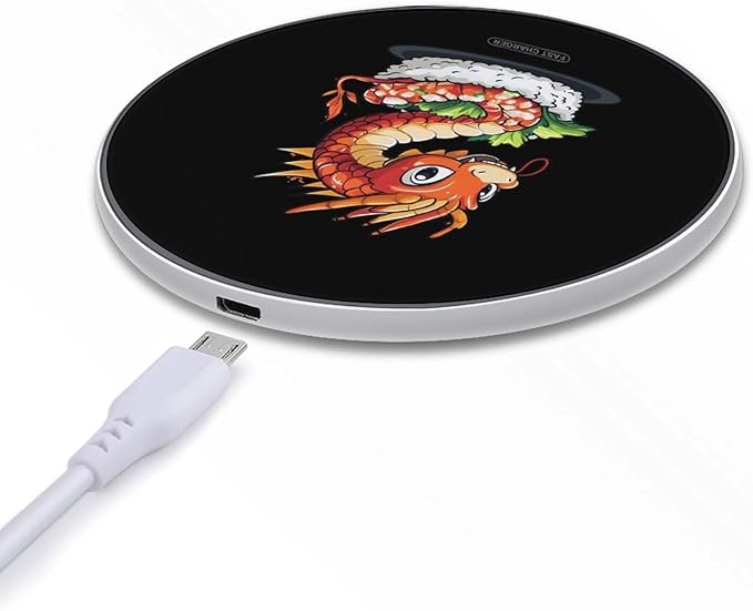 Sushi Dragon Japanese Food Wireless Charger Anti-Slip Wireless Charging Pad Slim Charger Mat for Men Women