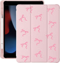 Cute Kawaii Pink Bow for iPad Air 11 Inch Case 7th/6th Generation (M3/M2) 2025/2024 with Pencil Holder Auto Sleep/Wake Pink Leather Soft TPU Back Cover