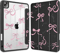 May Chen for iPad Pro 11 inch M2 4th Generation 2022 iPad Pro 11 3rd/2nd/1st Gen Case with Transparent Shockproof Back Cover [Built-in Pencil Holder Auto Sleep/Wake Black Stars Bow
