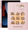 Cute Kawaii Capybara for iPad (A16) 11th Generation Case 11 Inch 2025 for iPad 10th Generation Case 10.9 Inch 2022 with Pencil Holder Auto Sleep/Wake Pink Leather Soft TPU Back Cover