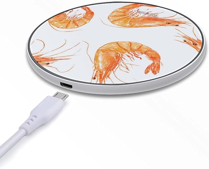 Cartoon Shrimp Fast Portable Charger 10W Funny Graphic Phone Charging Pad with USB Cable