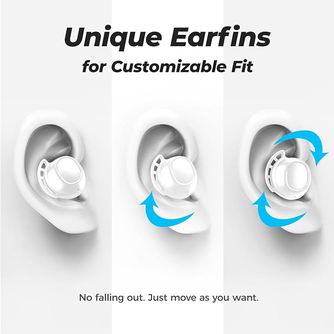 Tribit Wireless Earbuds 110H Playtime Bluetooth 5.3 IPX8 Waterproof Call Noise Reduction Bluetooth Earbuds Headphones with Mic Earphone in-Ear Wireless Earphones Flybuds 3 White