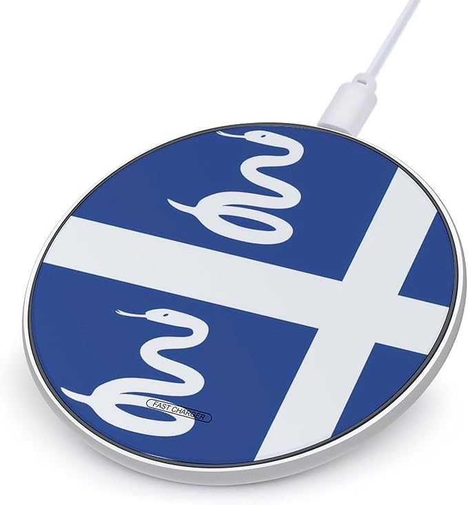Martinique Flag Fast Portable Charger 10W Funny Graphic Phone Charging Pad with USB Cable