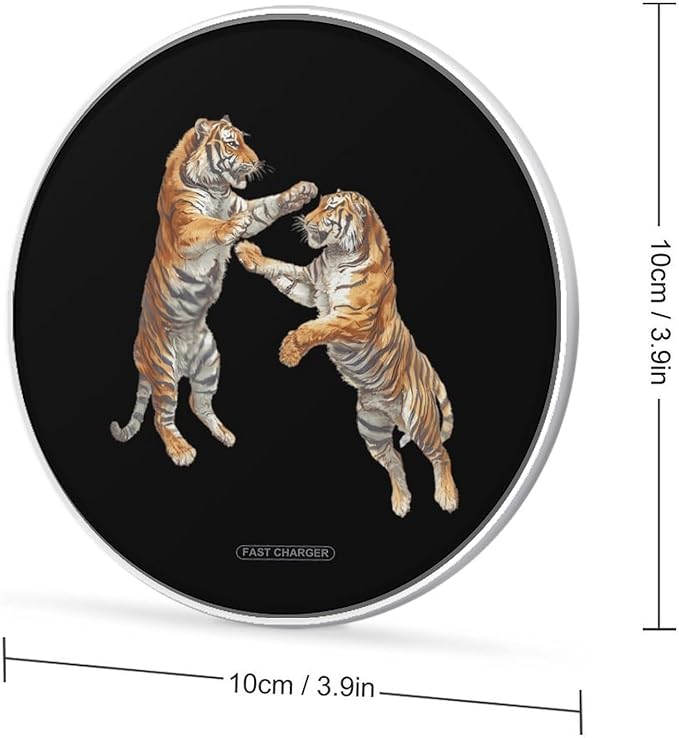 Tigers Fighting Fast Portable Charger 10W Funny Graphic Phone Charging Pad with USB Cable