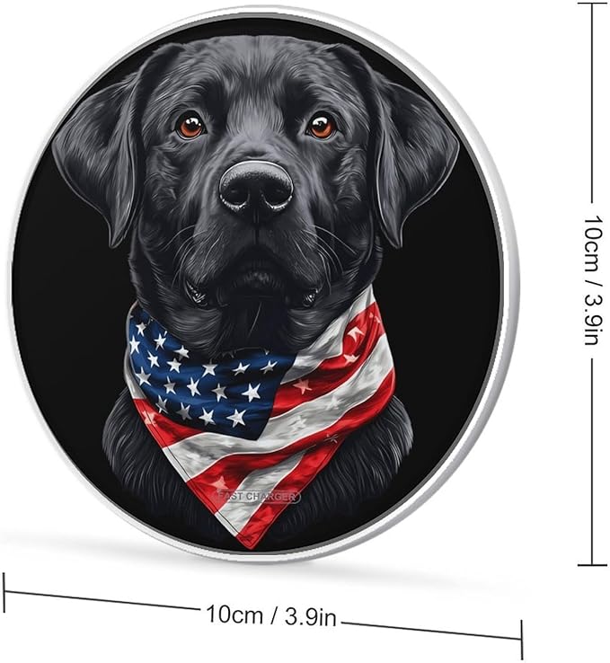 Labrador Retriever Dog U.S.A Flag Phone Charger Magnetic Charging Pad Anti-Slip with USB Cable