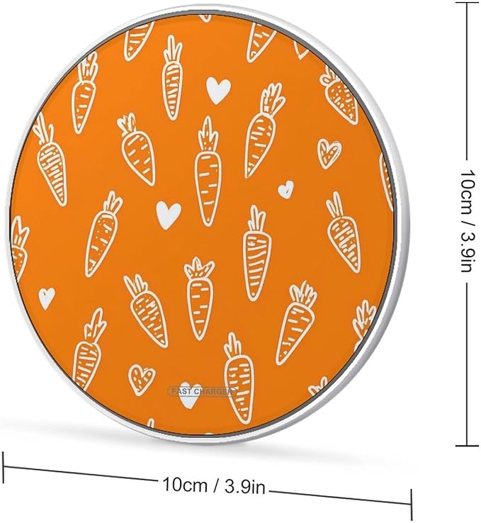 Carrot Lover Fast Portable Charger 10W Funny Graphic Phone Charging Pad with USB Cable