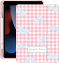 Cute Kawaii Bow Plaid for iPad Pro 13 Inch Case (M5/M4) 2025/2024 with Pencil Holder Auto Sleep/Wake Pink Leather Soft TPU Back Cover