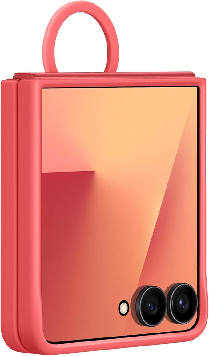 Samsung Galaxy Z Flip7 Official Ring Phone Case Silicone Easy to Carry Soft Sleek US Version Coral Red