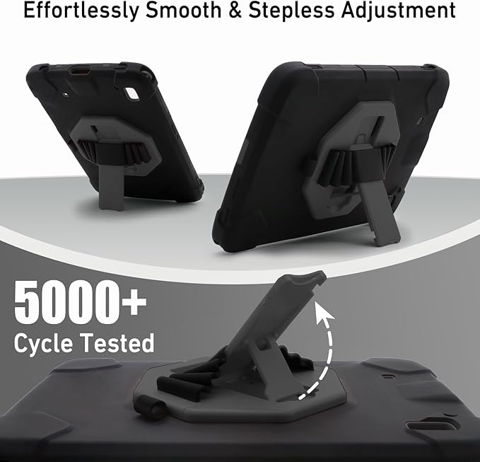 Protective Case for Zebra ET40 ET45 10 Inch Tablet Only Military Grade Shockproof Rugged Cover with Hand Strap &amp Stand SG-ET4X-10EXOSKL1-01 Compatible with Zebra Accessories (Black)