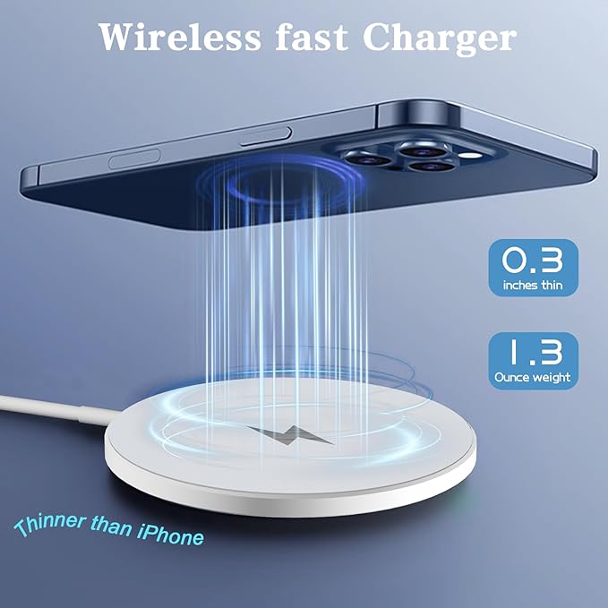 Magnetic Wireless Charger 2Pack Apple 10FT Magsafe ChargerFast Mag-Safe Charging Wireless iPhone Charger Pad with Charging Plug for iPhone 16Pro Max/16Pro/16Plus/15Pro Max/15/14/13/12/AirPods3/Pro 2
