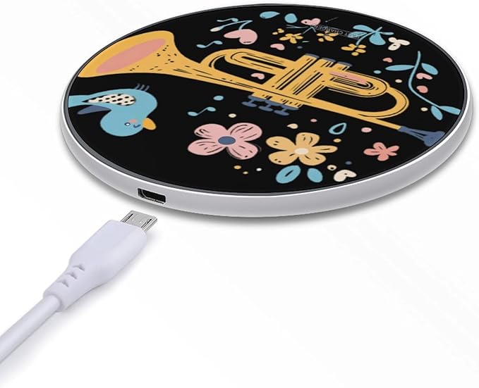 Cute Trumpet Birds Flowers Phone Charger Magnetic Charging Pad Anti-Slip with USB Cable