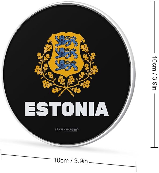 Estonia Estonian National Emblem Phone Charger Magnetic Charging Pad Anti-Slip with USB Cable